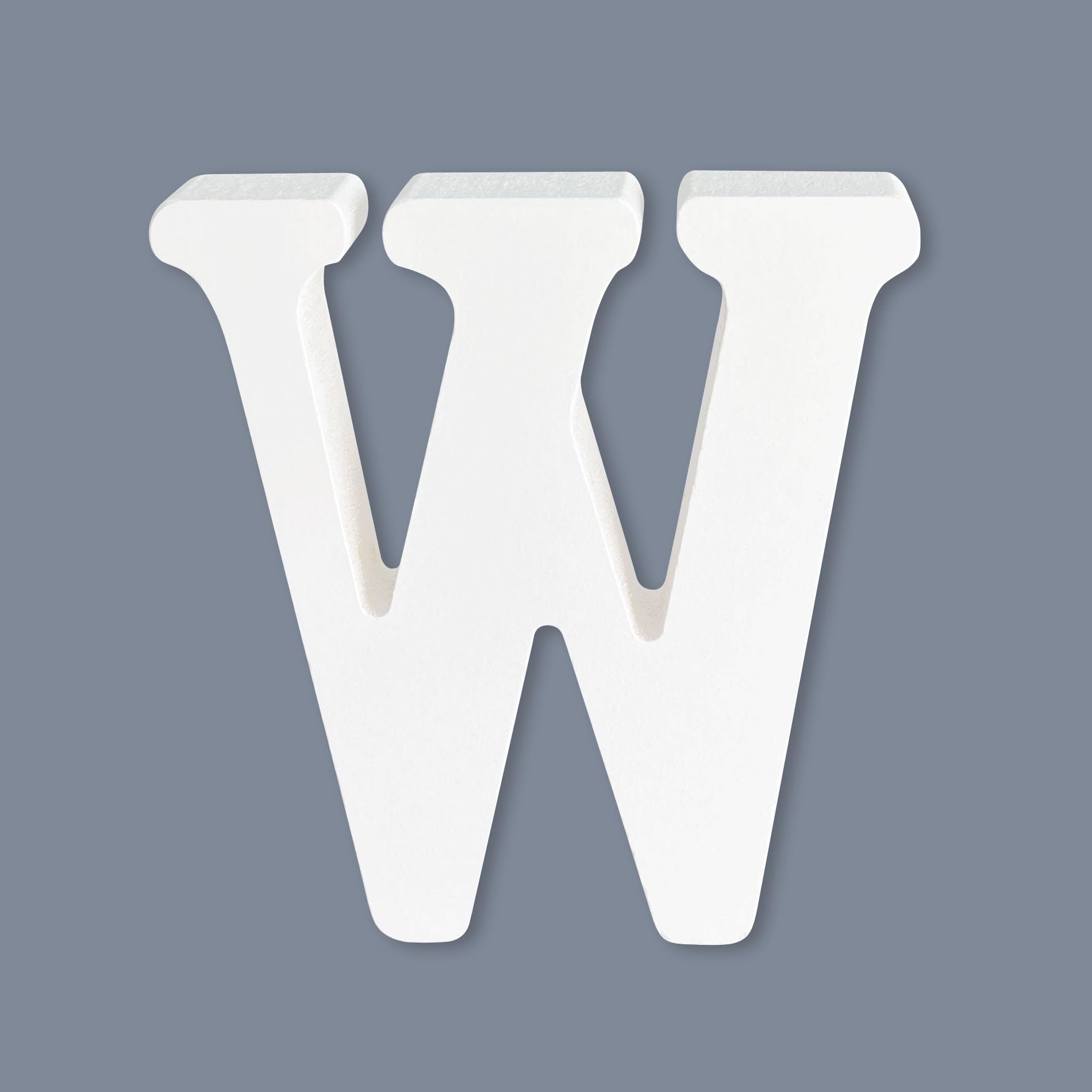 6 Inch Wood Letters, Three-Dimensional White Alphabet Letters for Home Bedroom Wall Decor, Unfinished Wooden Letters for Crafts DIY, Letter W