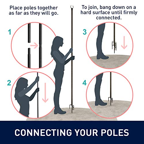 Holiday Styling String Light Poles for Outdoors (2 x 9ft) Push Down Middle to Stay Strong Straight and Sturdy to Hang LED Hanging Solar Bulbs for House Garden Cafe Wedding Party