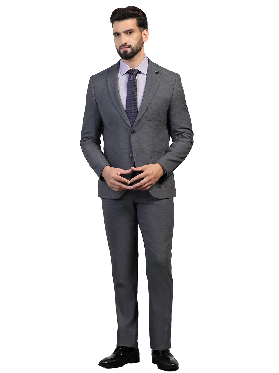 blackberrys Men Textured Slim Fit Suit | Mechanical Stretch & Flexi Waist-picture-22