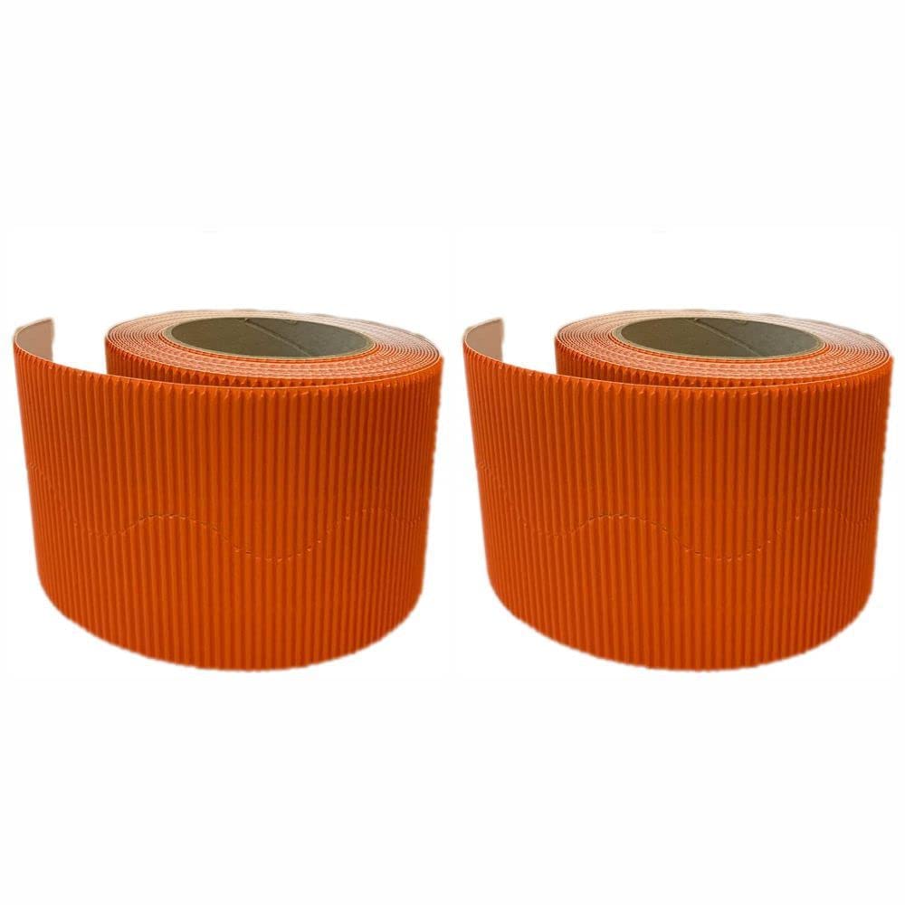 3 Ace Crafts (Pack of 2) Corrugated Display Borders Roll (Fire Orange) Size 57mm x 15m - School Classroom Decoration, Bulletin Boards & Crown Making Crafts, Scalloped Edge Border Rolls Fade Resistant โ image 1