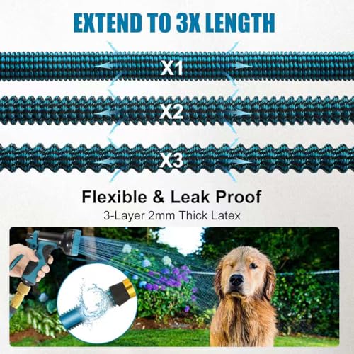 Image of 75FT Garden Hose Expandable Garden Hose with 10 Function Hose Spray Gun /Solid Brass Fittings Leak Proof Lightweight - Used for Gardening Watering etc(75FT)
