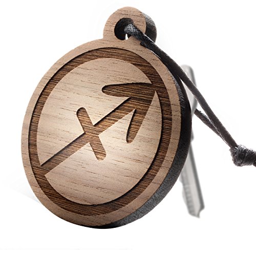 Preisvergleich Produktbild Schlüsselanhänger aus Holz mit Sternzeichen Gravur"Schütze"