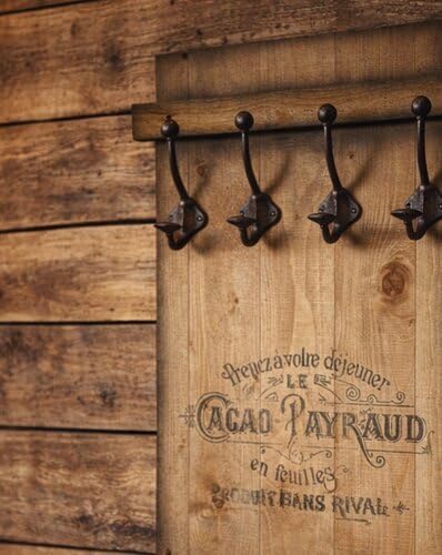 Unbekannt SHABBY FRACHTKISTE WANDGARDEROBE CACAO PAYRAUD HOLZ GARDEROBE VINTAGE RETRO GUSSEISEN (braun)