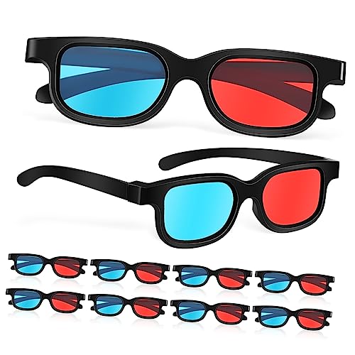 HOMSFOU Gaming Computer Glasses 10 Pcs 3D Glasses with Light Filter for Theater Screens