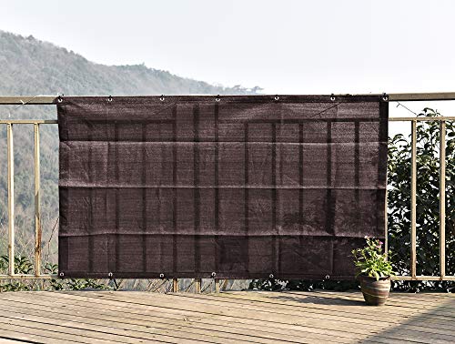 SEASONS ベランダ バルコニー シェード 日よけ 目隠し プライバシー UVカット 簡単設置 カット可能 ハトメ 14個 結束バンド 付属 180×100cm チョコ【3年間の