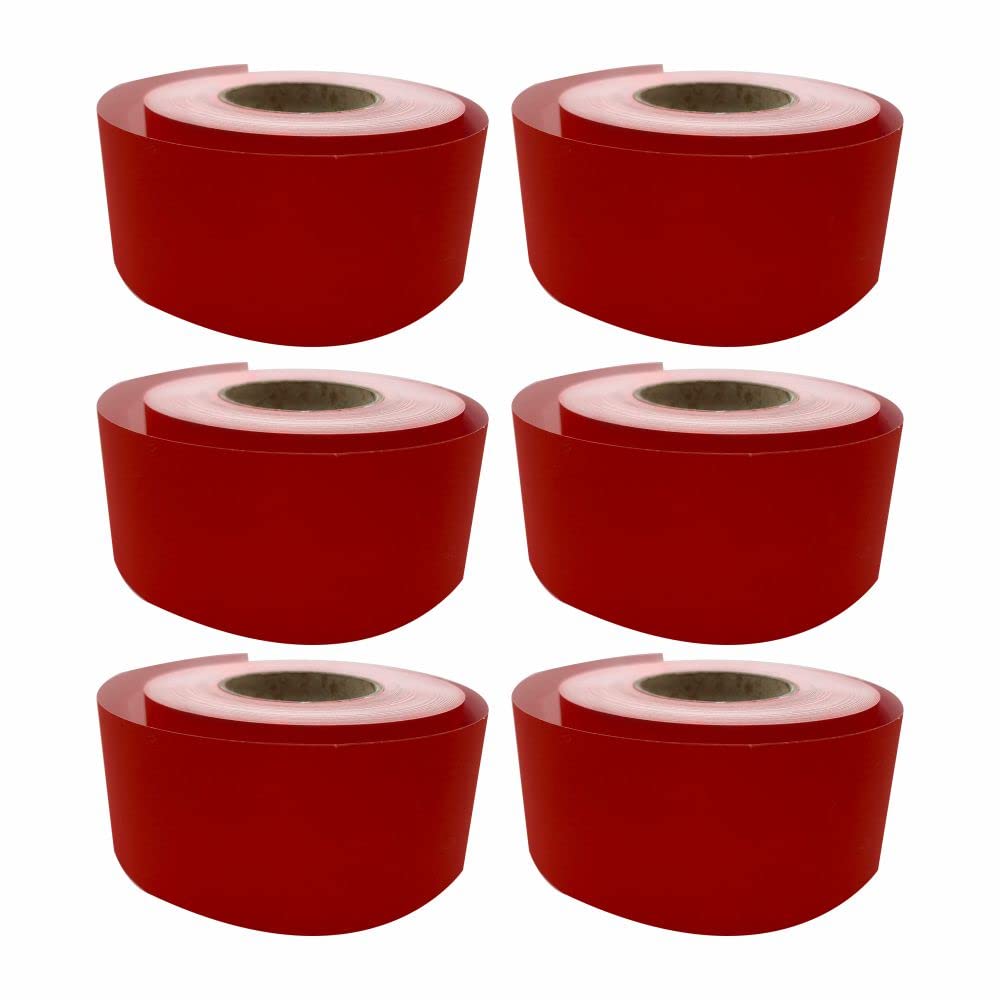3 Ace Crafts (Pack of 6) Straight Edge Poster Paper Border Roll- (48mm x 50 Meters)- (Scarlet) School/Office, Classroom Decoration, Fade Resistant Paper, Black Board Border Display Rolls