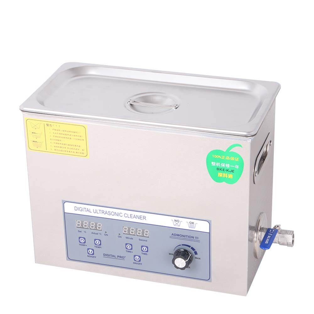 CGOLDENWALL 6L Limpiador Ultrasónico 40,000Hz de Potencia Ajustable 70-180W de Acero Inoxidable con Control de Temperatura Constante Limpieza para Disco de Vinilo, Piezas de Precisión