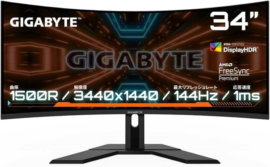 Amazon.co.jp: GIGABYTE ゲーミングモニター 34インチ VA UWQHD 曲面