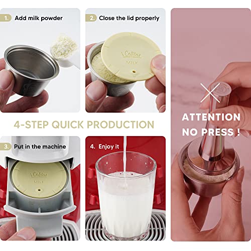 RECAFIMIL Reusable Dolce Gusto Coffee Capsule and Milk Capsule Refillable Stainless Steel Coffee & Milk Pod for Dolce Gusto Coffee Maker Machine 1 Coffee Pod and 1 Milk Foam Pod - Image 3