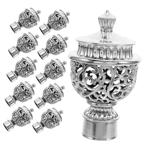 FUNOMOCYA Curtain Rod Finials 12pcs Plastic Roman Rod End Caps Simple Design Silver
