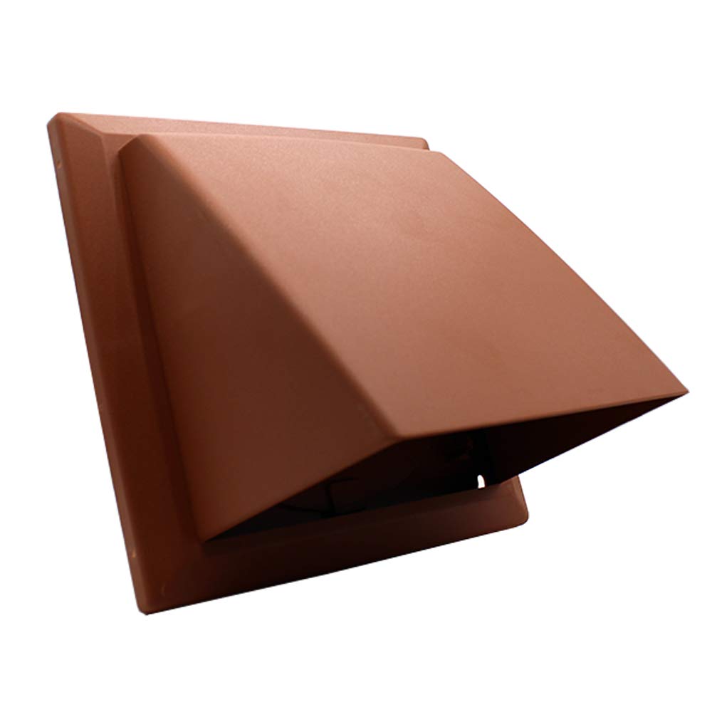 Kair Terracotta Cowled Outlet Grille 183Mm External Dimension Wall Vent With 150Mm - 6 Inch Round Rear Spigot And Wind Baffle Backdraught Shutter