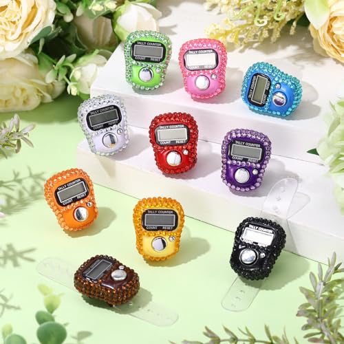 Image of Simgoing Electronic Finger Clicker Counter, Rhinestones Tally Tasbeeh Counter Gifts for Prayer Islamic Golf Counting Goods Lap Knitting Bling Accessories