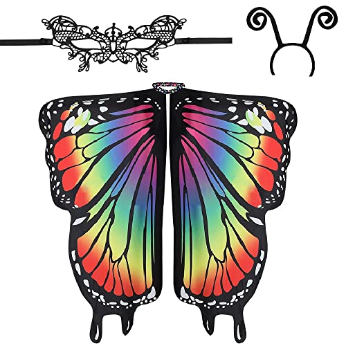 EMAGEREN Damen Schmetterling Kostüm Schmetterlingsflügel Faschingkostüme...