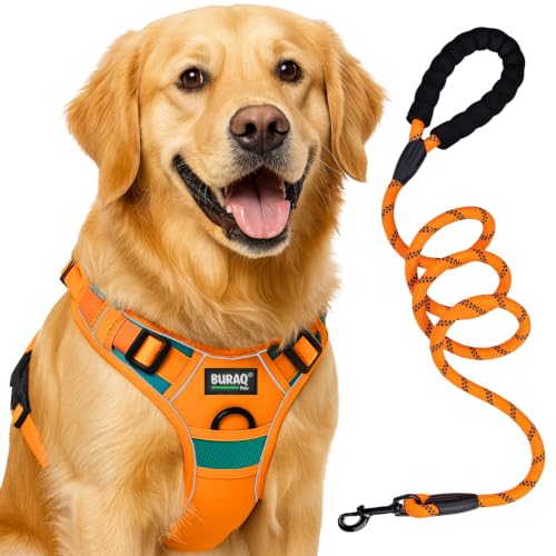 Image of Buraq Pets Premium Dog Harness with Leash | Reflective | No Pull Adjustable