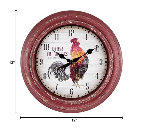 La-Crosse-Technology-12-Inch-Distressed-Red-Rooster-Quartz-Wall-Clock-404-3630 La Crosse Technology 12 Inch Distressed Red Rooster Quartz Wall Clock 404 3630