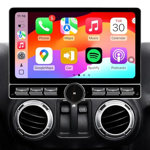 Car Stereo Radio for Dodge Ram 1500 2500 3500 2009-2012 Wrangler JK 07-18, Android 13 Wireless CarPlay Android Auto, 10 Inch Head Unit Screen, Bluetooth/SWC/GPS/AM/FM/Wifi/1080P Backup Camera