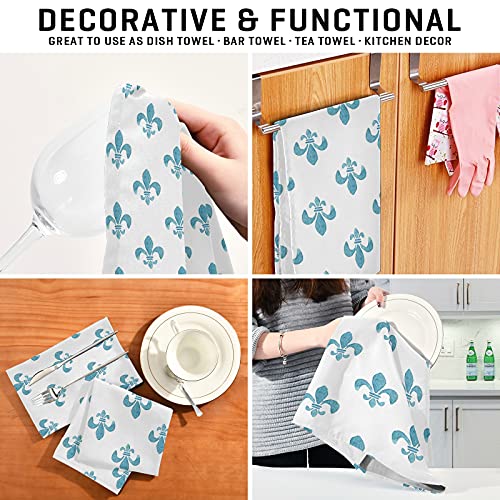Susiyo G265522191P598C638S1306 Kitchen Dish Towels, Blue Fleur De Lis Kitchen Towels Set Of 6 Super Soft Absorbent Dish Towels Set Microfiber Polyester Kitchen Dish Cloths Decorative Tea Towels thumb #5