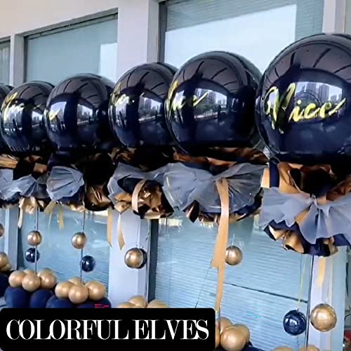 Image of Large Black Balloons 36 Inches 4 Pack Giant Jumbo Big Thicken Round Chrome Metallic Balloon for Birthday Party Decorations