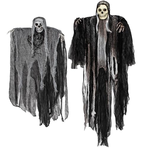JOYIN 2 Pcs Halloween Hanging Grim Reaper Decorations Outdoor, 53”