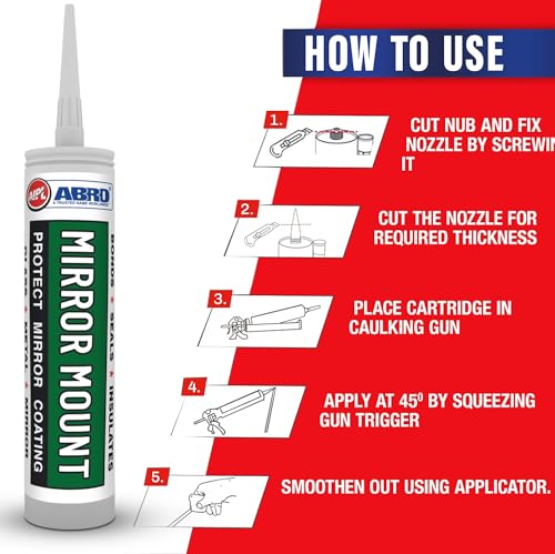 Image of AIPL Mirror Mounting White Silicone Sealant a€ inch 280ml a€ inch Neutral Cure Adhesive for Mirrors Glass & Metal a€ inch With Applicator Gun a€ inch Waterproof Anti-Fungal Long-Lasting Bond