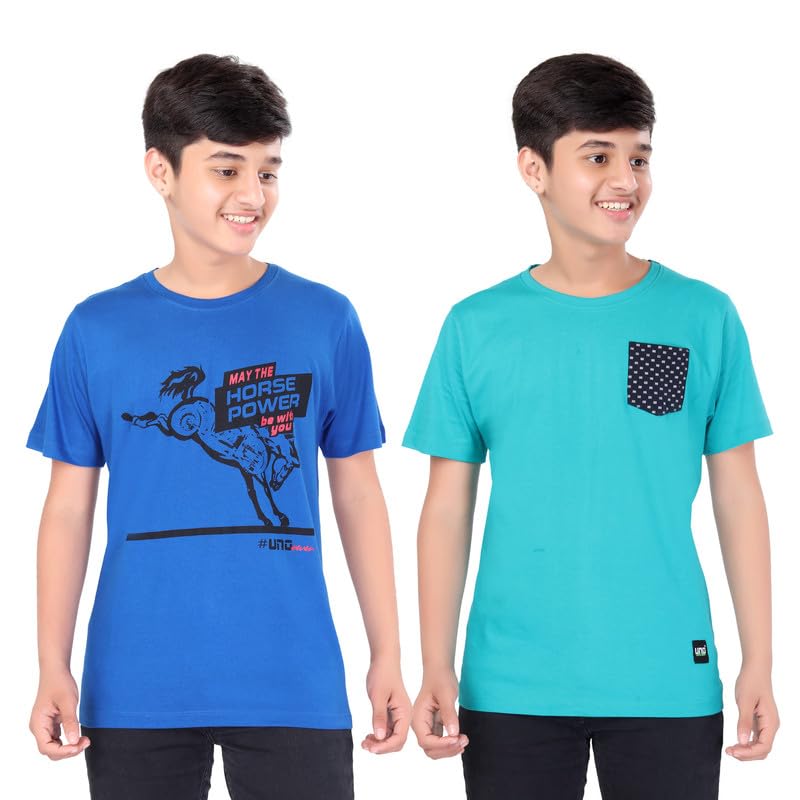 Image of UNOseven Boys Cotton T-Shirt - Pack of 2