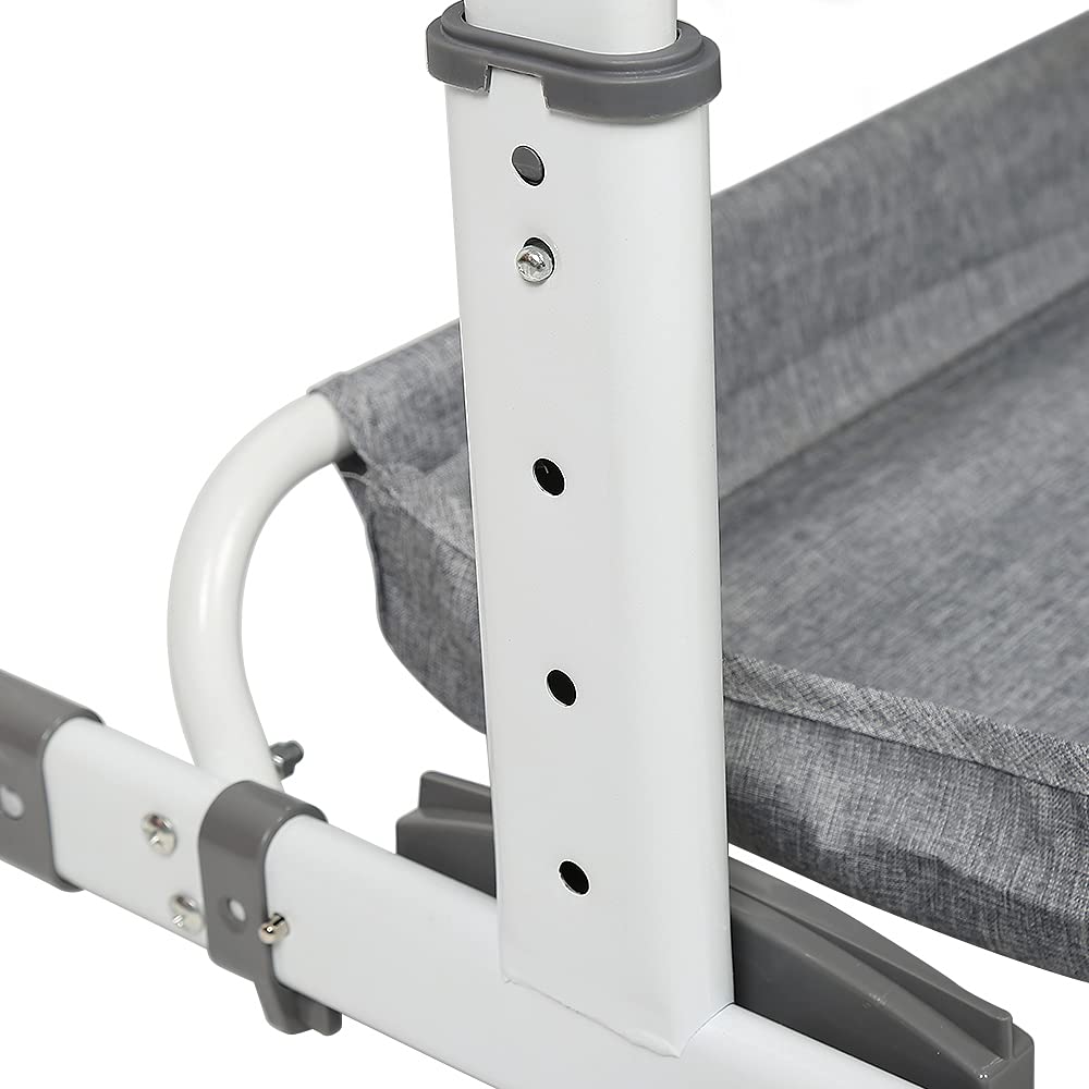 HUOLE Cuna Colecho Viaje,Cuna multifunción 4 en 1, Cuna colecho y Parque, para niños de hasta 50 kg, con colchón, Correas de sujeción y Ruedaspara bebés de 1 a 36 meses-113 * 66 * 84cm-Gris