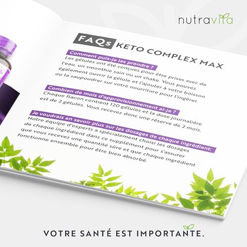 Keto Complex Max – Huile TCM, Thé Vert, Vitamines et Minéraux – Compatible avec des régimes pauvres en Glucides et régimes Cétogène (Keto) – 120 Gélules – Fabriqué au Royaume-Uni par Nutravita – Image 5