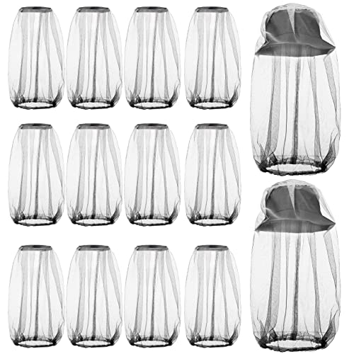 Image of Funtery 12 Pcs Mosquito Net Hat Face Netting Head Mesh Face Fly Netting Hood Protecting Sun and Fishing Hat Net for Men Women(Gray)