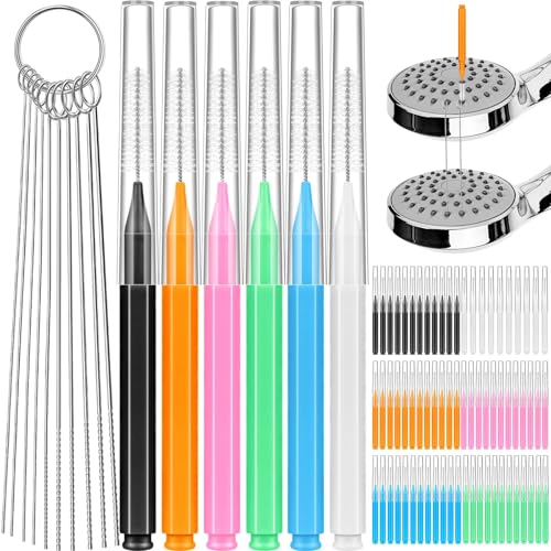 80 Pcs Multisize Shower Head Cleaner Tool 70 Pcs Shower Head Cleaning Brush Picks for Unclogging Small Hole 10 Pcs Showerhead Clogger Removal with Storage Box for Household Bathroom(Colorful)