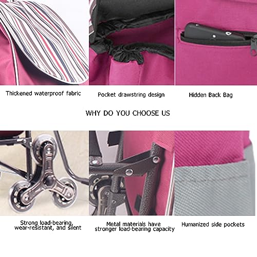 Faltbarer Treppensteiger-Einkaufswagen mit Sitz, wasserdichte Abdeckung, 6 Gummiräder, tragbarer und leichter Einkaufswagen für einfachen Transport und Lagerung – Bild 6