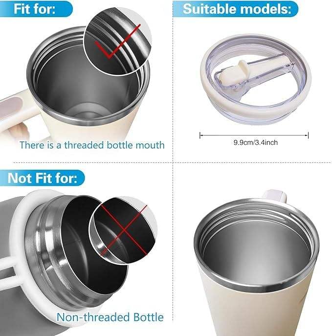 Image of 40oz Tumbler Replacement Flip Straw Lid Pack of 2 - Leak Proof BPA Free Lid with 2 Reusable Straws, Splash Resistant Flip Top Cover Compatible with Stanley 40 oz Quencher H2.0 Tumbler (Pink)