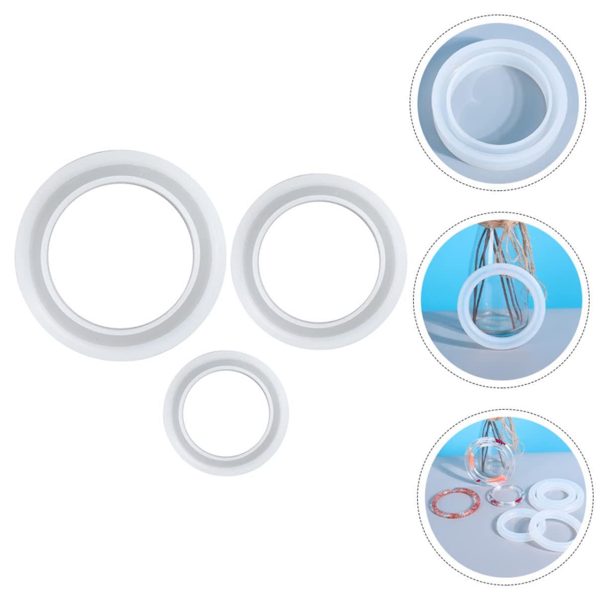 TEHAUX 4 Sätze Kristall-epoxy-form Armbandformen Für Die Schmuckherstellung Silikonformen Form Zur Herstellung Von Armbändern Armbandformen Für Runden Weiß Kieselgel 3 Stück * 4