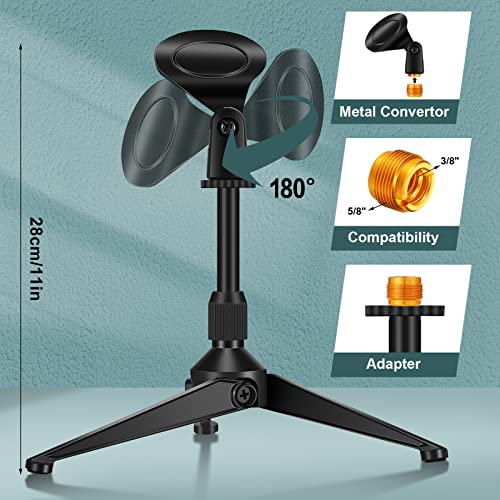 Konohan 3 Pack Desktop Mic Stand Portable Foldable Tripod With Mic Clip Holder Adjustable Height Table Microphone Stand Desk 5/8 Inch Male To 3/8 Inch For Dynamic Recording Podcast thumb #1