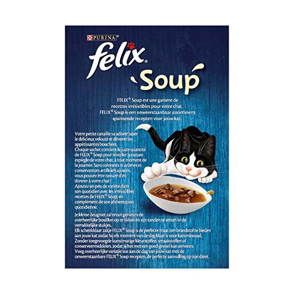 FELIX Soup, Suppe für Katzen mit zarten Stückchen, Geschmacksvielfalt vom Land, 8er Pack (8 x 6 Beutel à 48g) – Bild 4