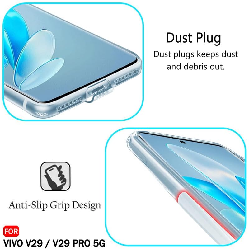 Image of Case Creation New Vivo V29 Premium Imported 0.3mm Crystal Clear Totu Silicone Transparent Flexible Soft Corner Protection with TPU Slim Back Case Color Variation Cover for Vivo V29