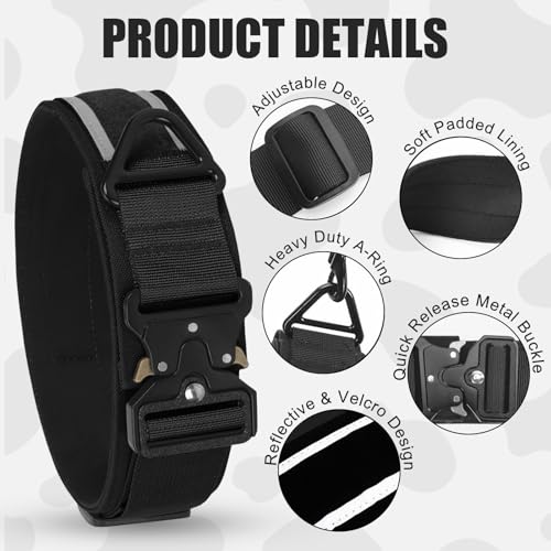 Taktisches Hundehalsband Reflektierend mit Metallschnalle, Weich Gepolstertes Nylon Hundehalsband 5cm Breit Verstellbare Halsband für Mittlere Große Hunde Jagd Training Freizeit Outdoor