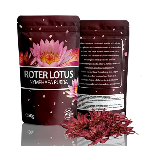 Stillestube Lotusblüten 50 Gramm | ganze Blüten rot | Naturbelassen & Unbehandelt | Spitzenqualität