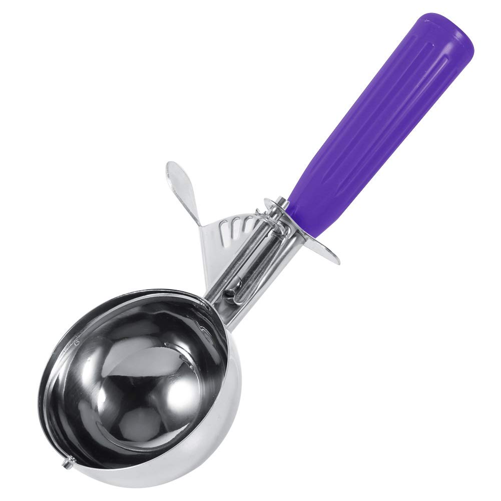 Nikou Purple-4.2Cm Ice Cream Scoop - Practical Stainless Steel Fruit Ice Cream Scoop Spoon With Plastic Handle Kitchen Tool (Color : )