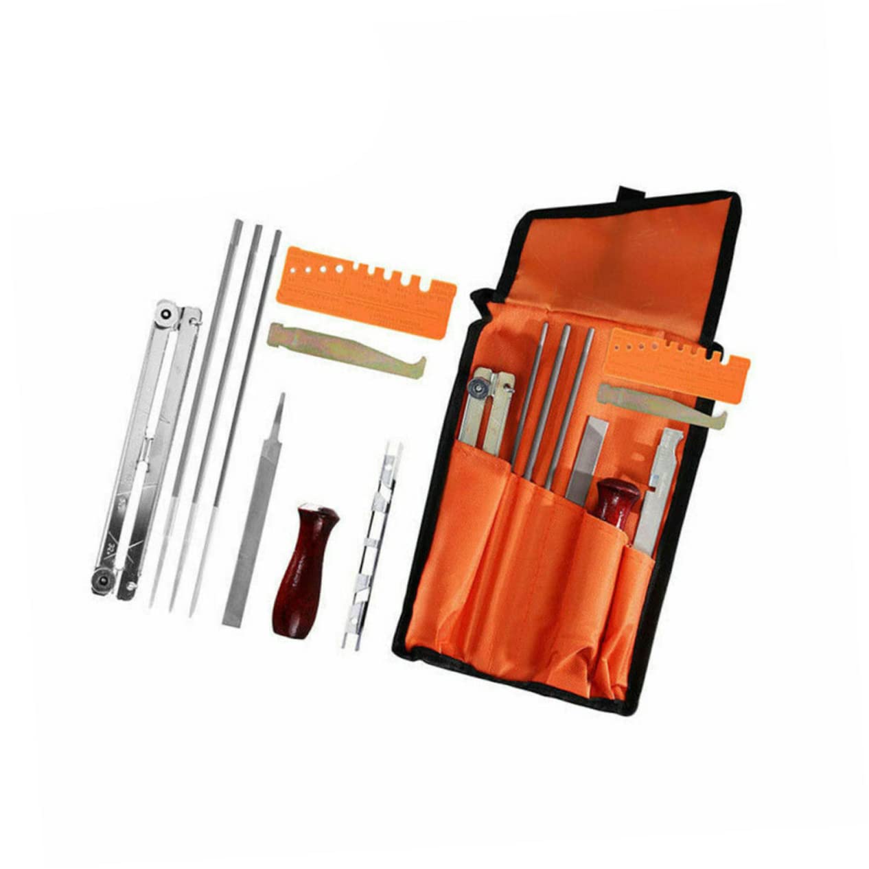 BESPORTBLE Kit Affilatura Catena Motosega 10 Pezzi, Strumenti in Metallo Resistenti All'usura, Portatile, per Affilare Catene con Precisione