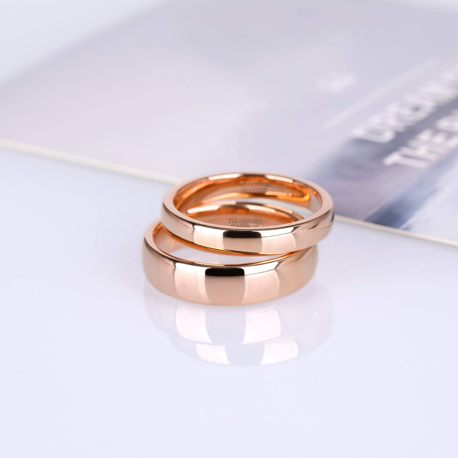 Zakk Anelli da donna e uomo in tungsteno Oro Rose lucido anelli di fidanzamento fedi nuziali 2mm 4mm 6mm