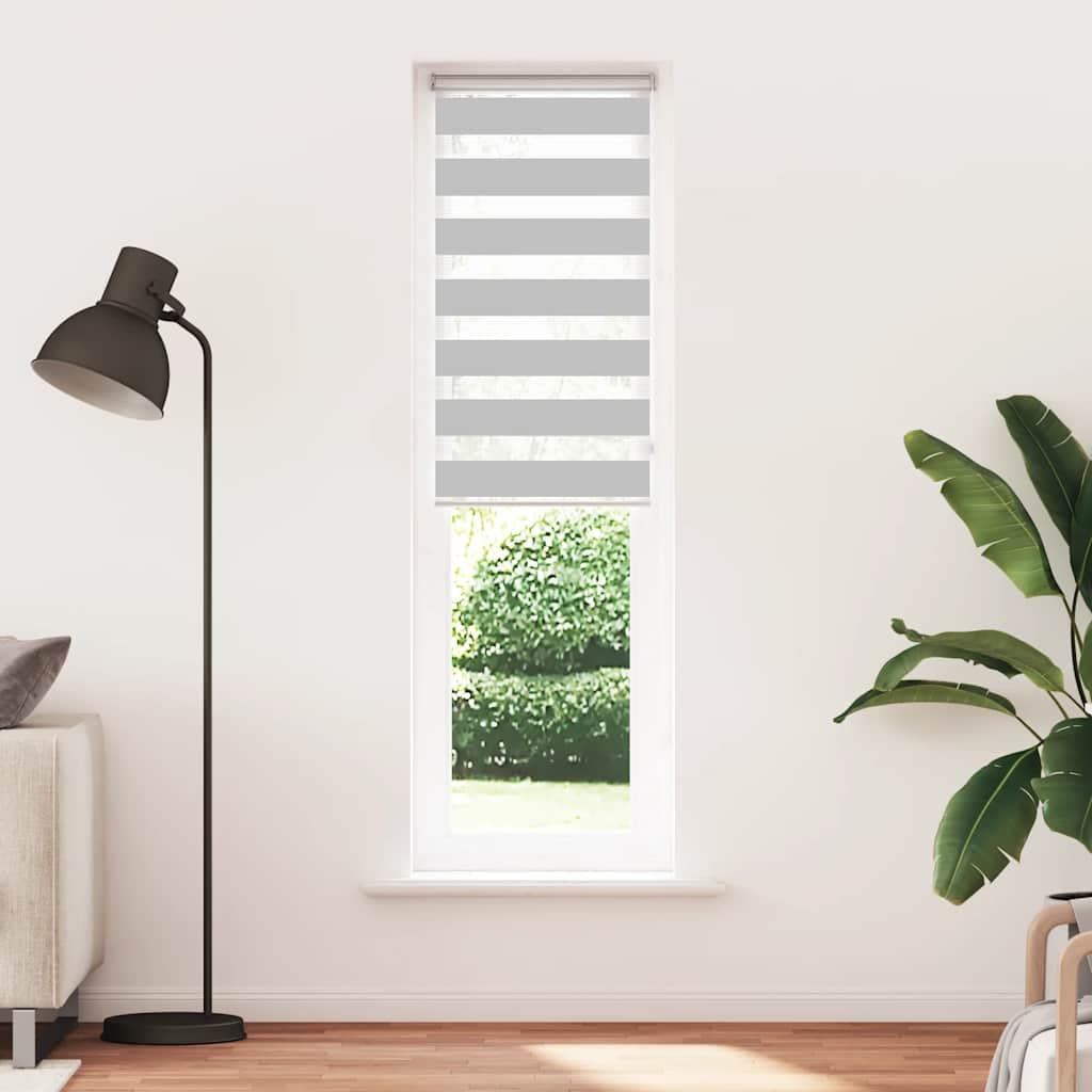 Store Zèbre Jour Nuit Gris Clair 55x230 cm, Store Enrouleur Double Tissu Polyester avec Rail Aluminium, Rideau Tamisant pour Fenêtre et Bureau, Montage avec ou sans Perçage