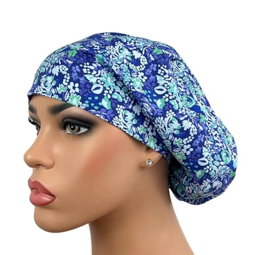 Gorro quirúrgico estilo Scrub, color cobalt teal floral miniatura 1