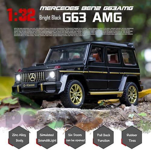 Image of AMG G63 White Car Toy for Kids White Kids New Diecast Metal Pullback Openable Doors Toy Cars (Black)