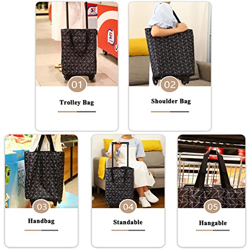 YSUEFIJO Einkaufstasche mit Rollen, Einkaufswagen Trolley Klappbar Teleskopisch Trolley-Taschen Wärmedämmung Kälteschutz… – Bild 6