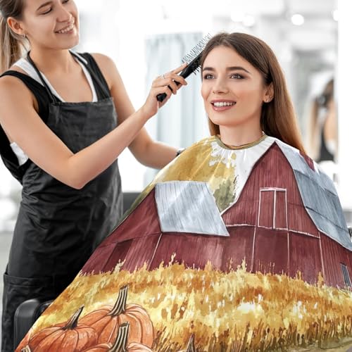 Capa impermeable profesional para corte de cabello Pumpkin Field con cierre ajustable de broche para estilismo y peluquería miniatura 7