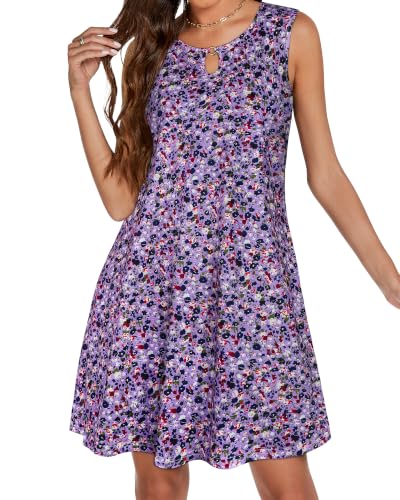 Image of Summer Dresses for Women 2026 Casual Sleeveless Sundress Floral Loose Fit Beach Cover Up with Pocket