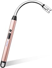 VEHHE Feuerzeug, Umweltfreundliches Elektrische Stabfeuerzeug mit USB-C-Ladung & 360° Flexiblem Hals, Ohne CO₂-Emissionen, Windfest & Explosionssicher für Küche, Gasherd, Grill und Kerzen (Roségold)