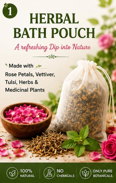 DOT Herbal Bath Pouch with Rose Petals, Vettiver & Tulsi | 100% Natural Aromatic Tea Bags for Relaxation & Skin Glow | Herbal Bucket & Tub Bath Sachets | Chemical-Free Botanical Soak-image-18