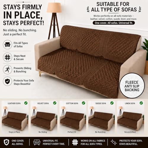 Image of Homerz Premium Petal Charm Sofa Cover | Embossed Floral Pattern | Soft Touch, Anti-Dust & Easy Wash Fabric Cloth, Washable and Durable (Rust, 5(3+1+1) Seater, Seat Cover with Backrest)
