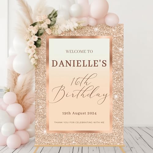 Gold and Cream Birthday Party Welcome Sign - Image 4